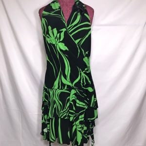 Torrid | Green and black flower halter dress